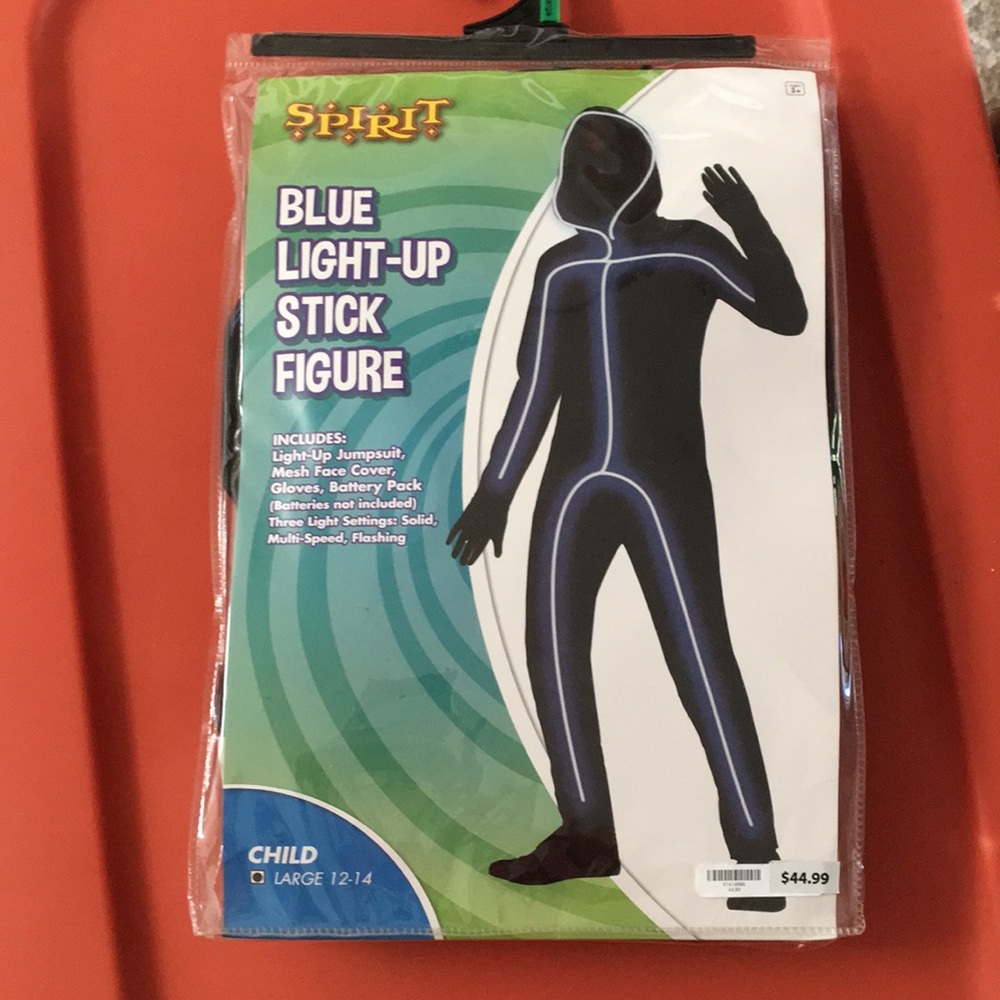 Blue light up stick figure costume
